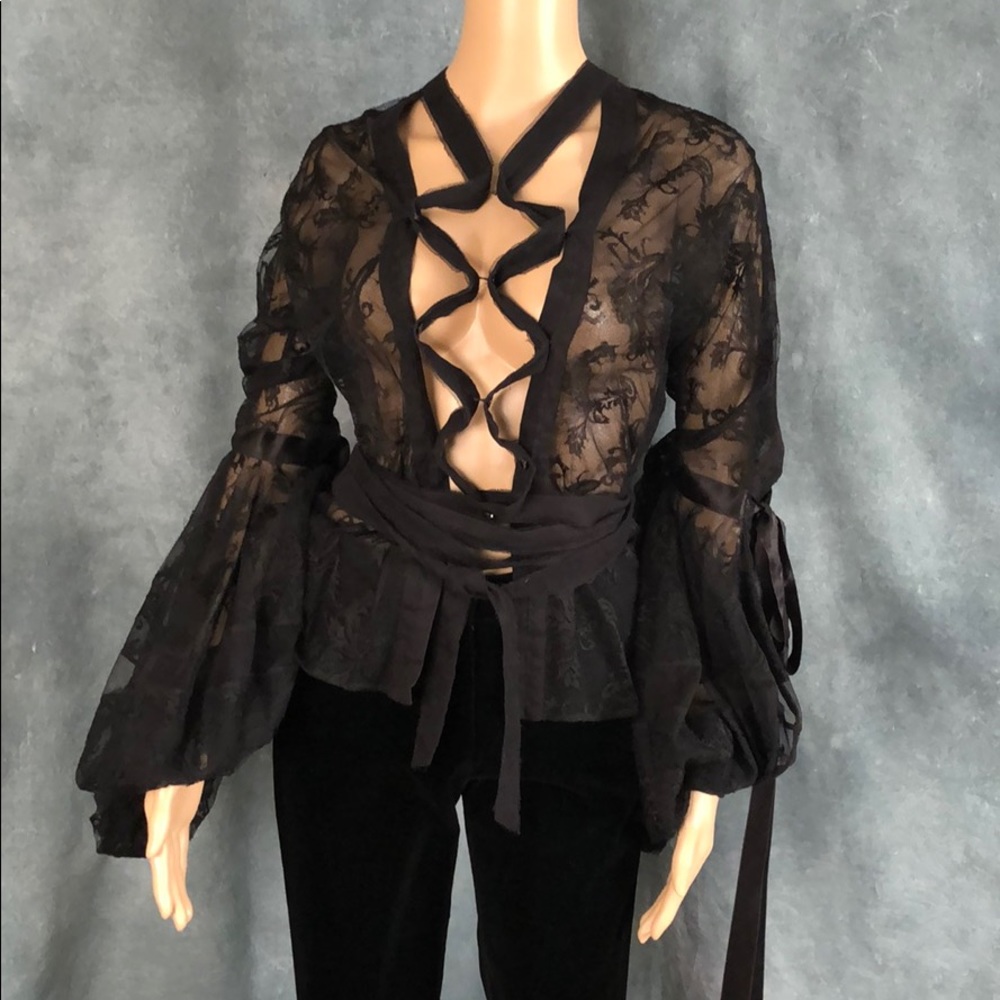 ⭐️HP🧜♀️YSL RUNWAY TOM FORD ‘01 Blouse/Pants FR38 - Picture 1 of 8